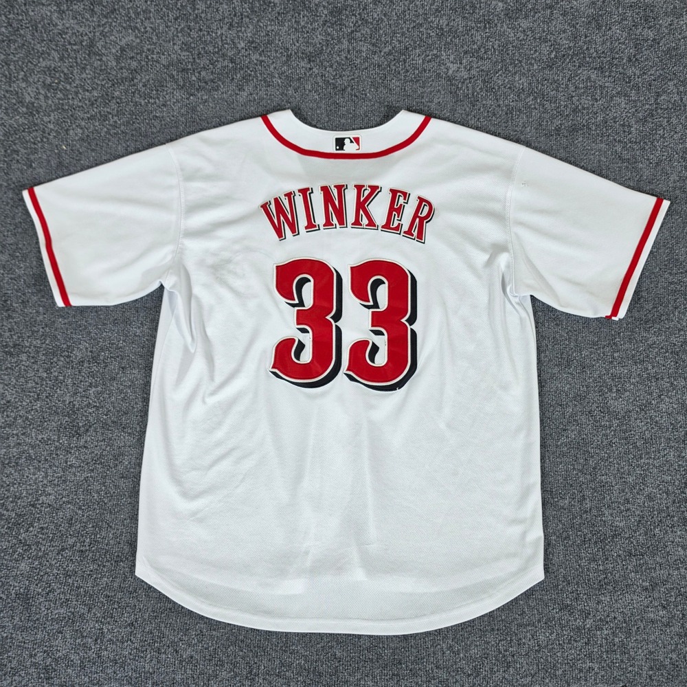 Nike Cincinnati Reds Jesse Winker 33 Baseball Jersey Mens XL White Short Sleeve